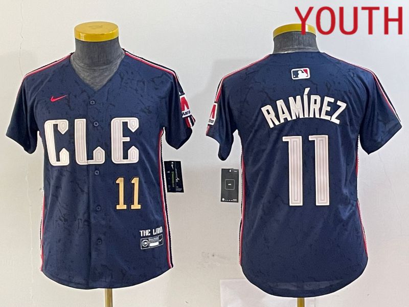 Youth Cleveland Indians #11 Ramirez Blue City Edition Nike 2024 MLB Jersey style 8->youth mlb jersey->Youth Jersey